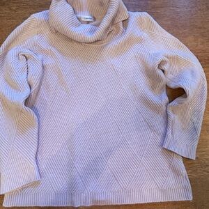 Calvin Klein Diamond Knit Cowl Neck Sweater in Cream